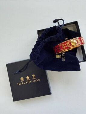 Halcyon Days and Gold and Red Enamel Bracelet
